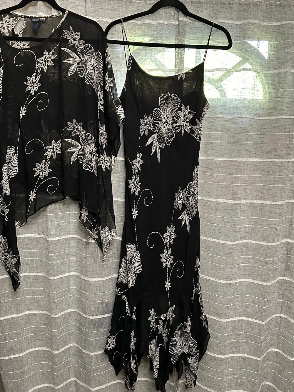 Black Floral Chiffon Maxi Dress with Sheer Overlay